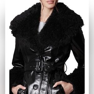 Avec les Filles patent leather & fur coat